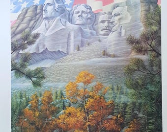 Signed Mt Rushmore Poster Wall Art John Shaw Patriotic Limited Edition Print Collectible Americana Landscape | Numbered Art Print