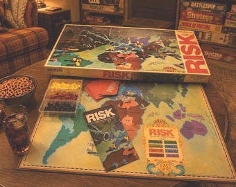 1980s Risk Board Game | Vintage Parker Brothers World Conquest Strategy | Classic Family Game Night Collectible | Retro Military Board Game