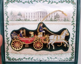 2001 White House Horse-Drawn Carriage Historical Association Christmas Ornament Boxed