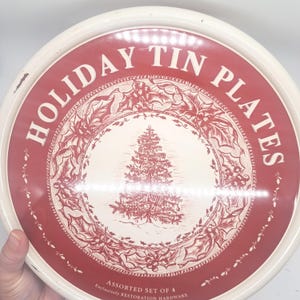Vintage Christmas Tree Tin Plate Set of 4 - Restoration Hardware Holiday Decor