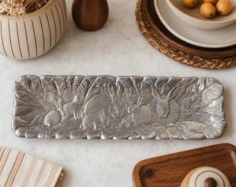 Vintage Bunny Tray – Arthur Court 1990 Embossed Metal Tray - Etsy