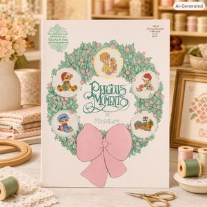 Precious Moments in Miniature Cross‑Stitch Pattern Book | Vintage Craft Designs | Collectible Needlework Booklet Vol. 5 | Christmas Ornament