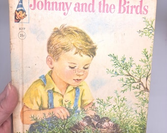 Libro antiguo "Johnny y los pájaros": Edición Rand McNally de 1950