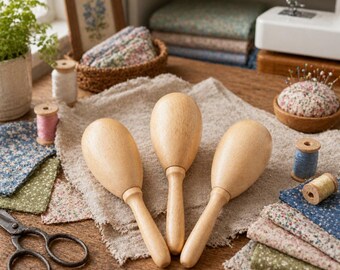 Vintage Wooden Sock Darners | Handcrafted Sewing Tools | 6‑Inch Antique Repair Props | Rustic Cottage Decor 