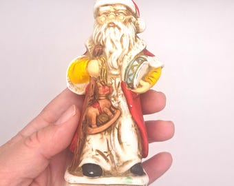 Hand Painted Porcelain Santa Figurine: Old World Christmas Decor