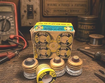 Vintage 30 Amp Plug Fuses (Buss, G&E, and Major)| Retro Electrical Hardware Decor | Industrial Collectible Fuse Set | Glass Screw‑In Fuses