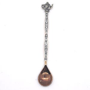 Vintage silver-plated demitasse spoon with a miniature teapot | Collectible Souvenir Tea spoon