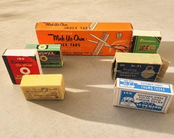Vintage Office Supply Collection | Retro Display Boxes | Mid‑Century Desk Decor | Colorful Packaging Display | Collectible Paper Goods