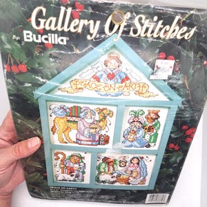 Vintage Christmas Nativity Cross Stitch Kit: Peace on Earth Hutch