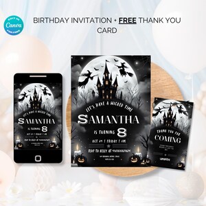 Wickedly Fun Birthday Bash Invitation, Halloween Party Invite, Editable Printable Template, Boy Girl Birthday, Spooky Witchy Event