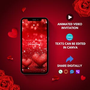 Invitation numérique animée Serez-vous ma Saint-Valentin, carte graphique modifiable de la Saint-Valentin, jolie invitation de la Saint-Valentin pour petit ami/petite amie
