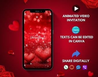 Invito video animato per San Valentino, e-card personalizzabile (Canva)