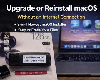 Mise à jour et réparation du programme d'installation de la clé USB amorçable de 64 Go pour MacOS 3-en-1, comprend Tahoe, Sequoia et Sonoma