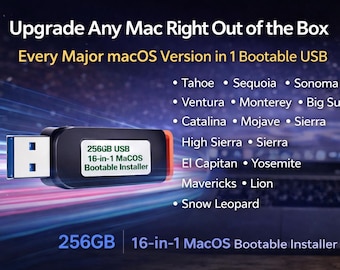 Programme d'installation USB amorçable macOS 16 en 1, 256 Go, toutes les versions (Tahoe à Snow Leopard)