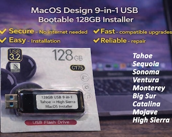 Programme d'installation USB amorçable de 128 Go pour Mac OS, Tahoe à High Sierra