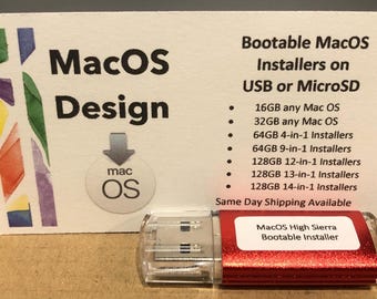 Bootable MacOS High Sierra (10.13) 16gb USB Installer, MacOS, easy update repair installation