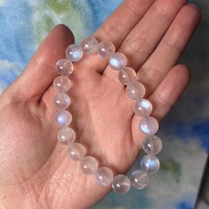 High Quality Blue Moon Stone Crystal Bracelet Good Flash Natural Gemstone Beaded Bracelet Gift for Her Crystal Jewellery