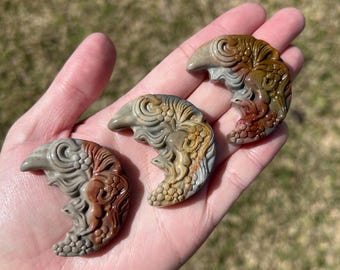 Magical Ninetail Fox Guardian Alashan Agate Crystal Carving, Fairy