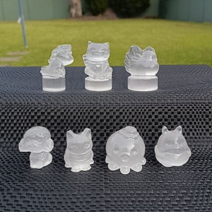 Cute Selenite Crystal Animal Crystal Carvings, Cleansing, Charging and Healing Crystal for Home Decor, Unicorn, Cat, Octopus, Chicken, Dog