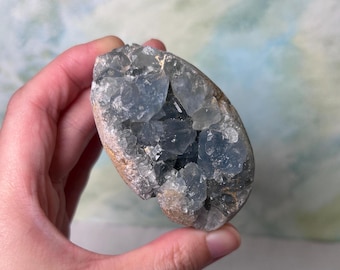 Beautiful Celestite Egg Crystal Cluster Natural Raw Specimen Natural Mineral, Healing Crystal for Home Decor