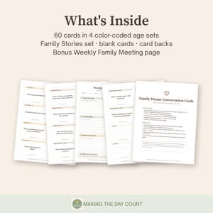 Family Dinner Conversation Cards Printable, 60 Questions by Age, Kids Teens Table Talk, Family Stories, Weekly Family Meeting PDF image 2
