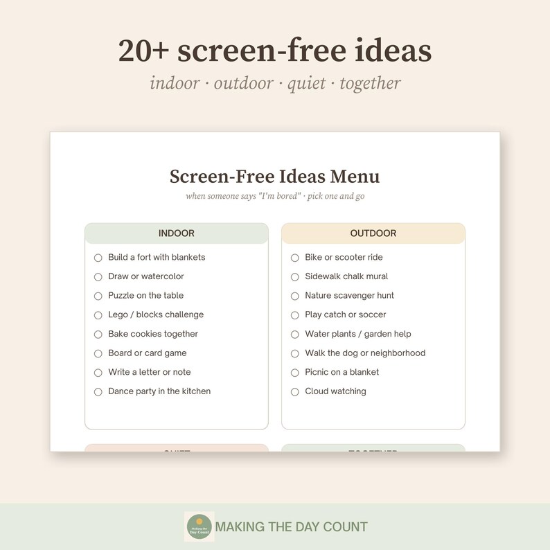 Family Screen Time Agreement Printable, Kids Screen Time Tracker & Rules, Earn Screen Time Chore Chart, Device Free Plan PDF image 4