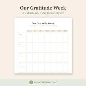 Family Meeting Planner Printable, Weekly Gratitude Chart for Kids, Family Values, Weekly Family Planner, Kindness Ideas, Instant PDF image 3