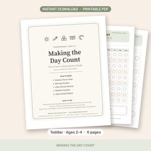 Toddler Visual Schedule Printable Chore Chart Ages 2-4, Picture Routine Cards, Morning Bedtime Routine, Montessori Toddler Chart image 1