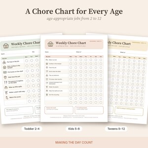 Printable Chore Chart Bundle Ages 2-12, Family Chore Chart Toddler Kids Tween, Visual Schedule, Morning Bedtime Routine Charts image 2