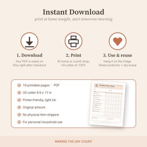 Printable Chore Chart Bundle Ages 2-12, Family Chore Chart Toddler Kids Tween, Visual Schedule, Morning Bedtime Routine Charts image 5