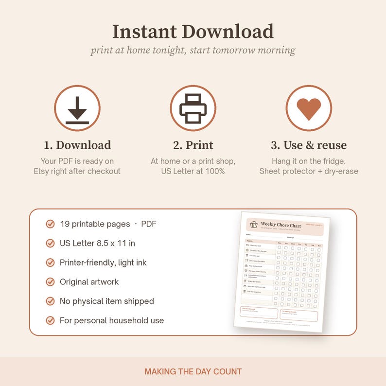 Printable Chore Chart Bundle Ages 2-12, Family Chore Chart Toddler Kids Tween, Visual Schedule, Morning Bedtime Routine Charts image 5