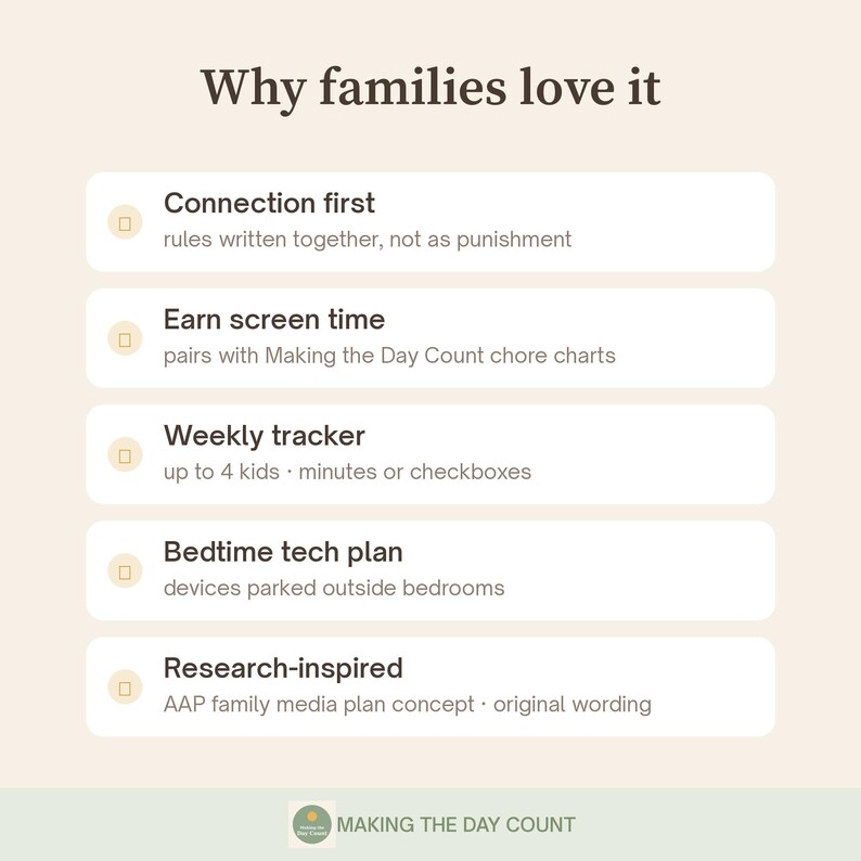 Family Screen Time Agreement Printable, Kids Screen Time Tracker & Rules, Earn Screen Time Chore Chart, Device Free Plan PDF image 5