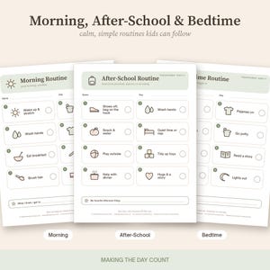 Toddler Visual Schedule Printable Chore Chart Ages 2-4, Picture Routine Cards, Morning Bedtime Routine, Montessori Toddler Chart image 3