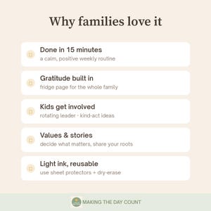 Family Meeting Planner Printable, Weekly Gratitude Chart for Kids, Family Values, Weekly Family Planner, Kindness Ideas, Instant PDF image 5