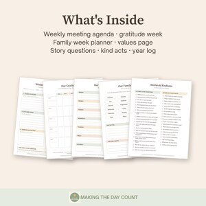 Family Meeting Planner Printable, Weekly Gratitude Chart for Kids, Family Values, Weekly Family Planner, Kindness Ideas, Instant PDF image 2