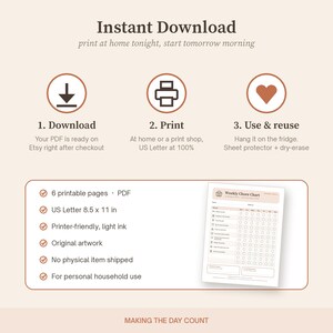 Tabla de tareas imprimible para niños de 5 a 8 años, tabla de rutinas infantiles, lista de verificación para la mañana después de la escuela y la hora de acostarse, horario visual, descarga instantánea. imagen 5