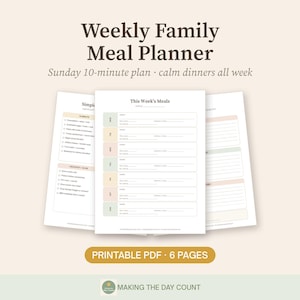 Weekly Family Meal Planner Printable, Dinner Meal Plan & Grocery List, Busy Mom Meal Planning, Fridge Whats for Dinner PDF
