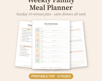 Weekly Family Meal Planner Printable, Dinner Meal Plan & Grocery List, Busy Mom Meal Planning, Fridge Whats for Dinner PDF