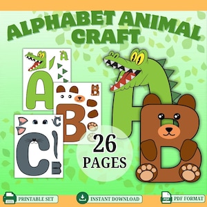 Alphabet Animal Crafts Printable – A to Z Letter Crafts for Kids, Preschool Alphabet Activities & Animal Letter Worksheets