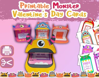 Printable Monster Valentine Cards | Valentine Cards for Kids | Classroom Valentine Cards for Kids