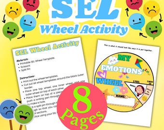 SEL Emotions Wheel Printable for Kids – Social Emotional Learning Activity, Feelings Chart & Coping Strategies Tool for Home or Classroom