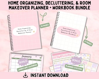 Printable Home Cleaning & Organizing Planner Bundle | Printable Home Organizing and Cleaning Planner Calendar
