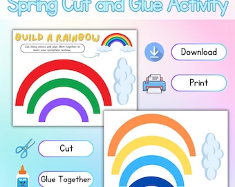 Build a Rainbow | Fun and Easy Spring Craft for Kids | Printable Activity for Preschool and Kindergarten | Cut and Paste Spring Activity