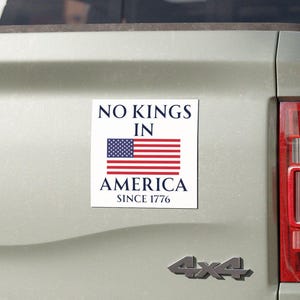 No Kings in America Since 1776 Car Magnet, Patriotic Vehicle Decor, 4th of July Gift, American Flag Magnet, Anti Monarchy Car Accessory