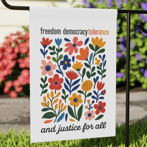 Floral FDT Garden Flag: Social Justice Yard Banner
