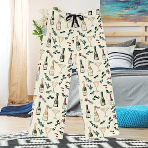 Men&#39;s Wine Pajama Pants | Christmas Lounge Pajamas | Cozy Sleepwear for Wine Lovers | Relaxed Fit Winter PJs | Perfect Gift for Men