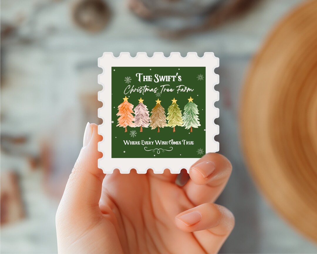 T Swift Christmas Tree Farm Postage Stamp Sticker Etsy