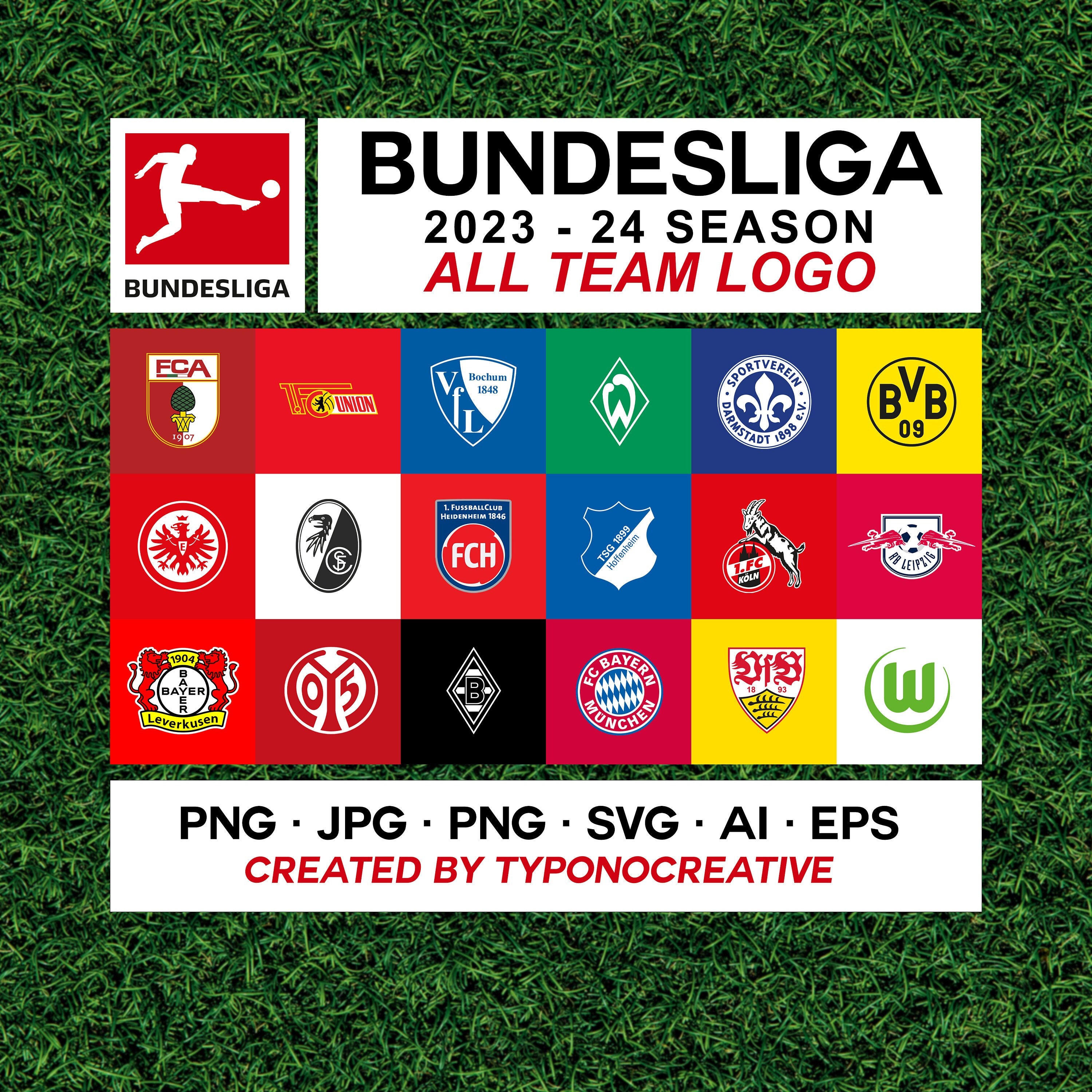 Bundesliga 2023 -24 Team Logo (Complete PSD/ PNG / Ai / Jpg / EPS - Cricut  & Silhouette Ready and High Resolution)