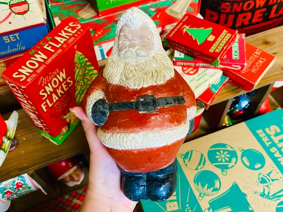 Vintage 1950s Christmas Santa Claus Plaster Chalk Figure, Vintage