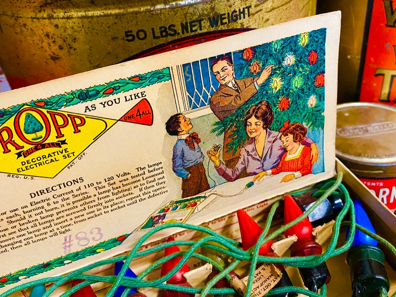 Antique 1920s Propp Christmas Lights 8 Light Set Mazda Lamps Box